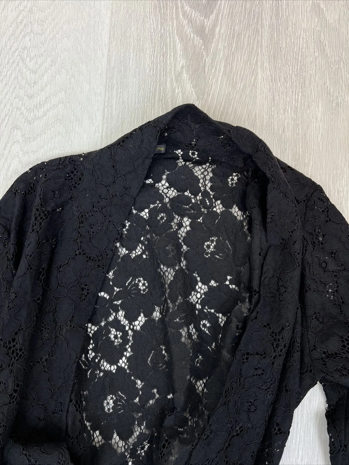The Blonde Womens Black Lace Dressing Gown Robe Kimono Size One Size