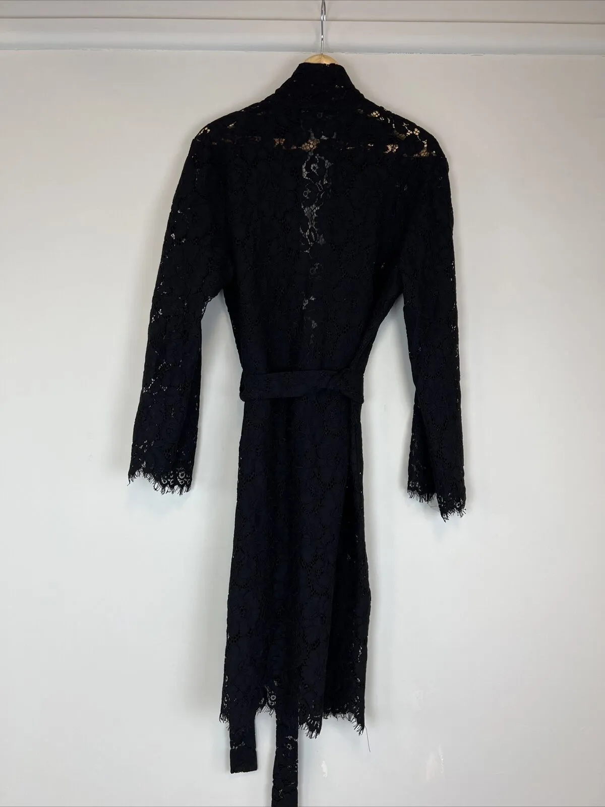 The Blonde Womens Black Lace Dressing Gown Robe Kimono Size One Size