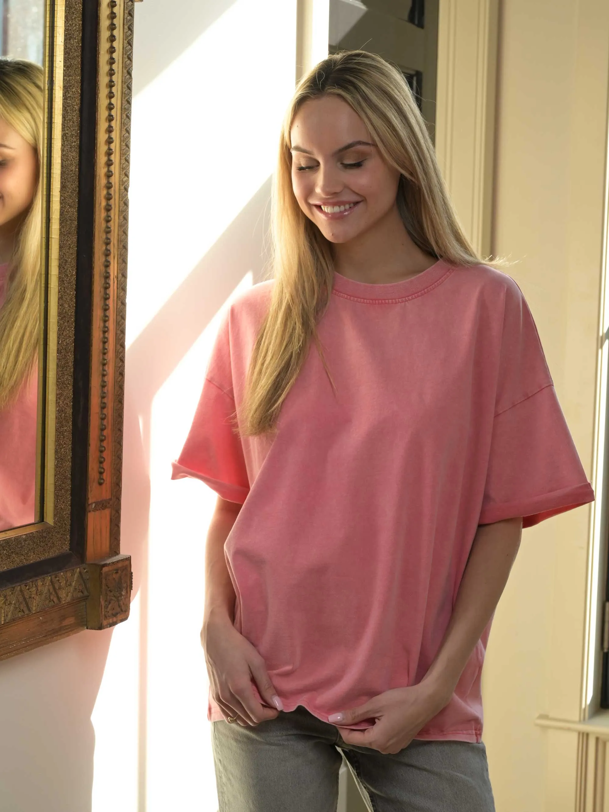 The Effortless Snow Washed Tee - Mauve Pink