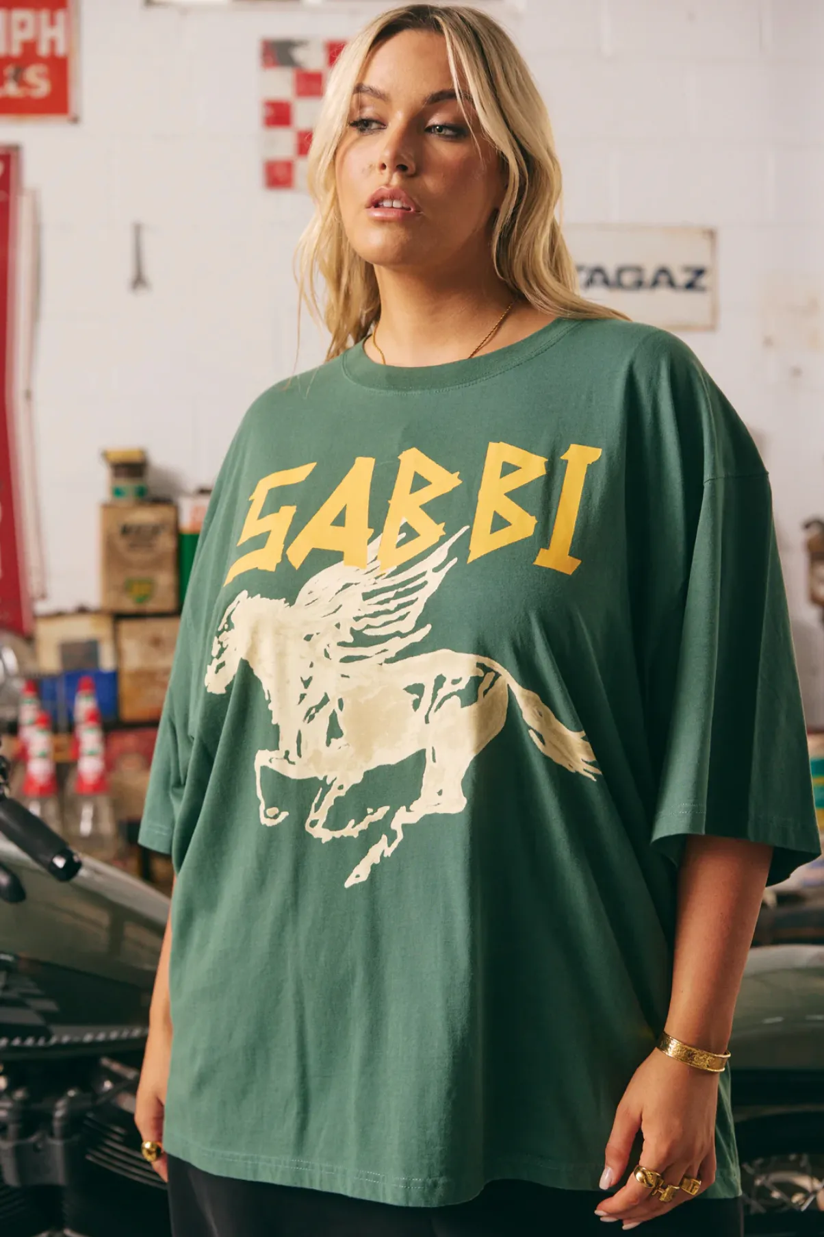 The Very Oversized Rhinestone Tee - Green