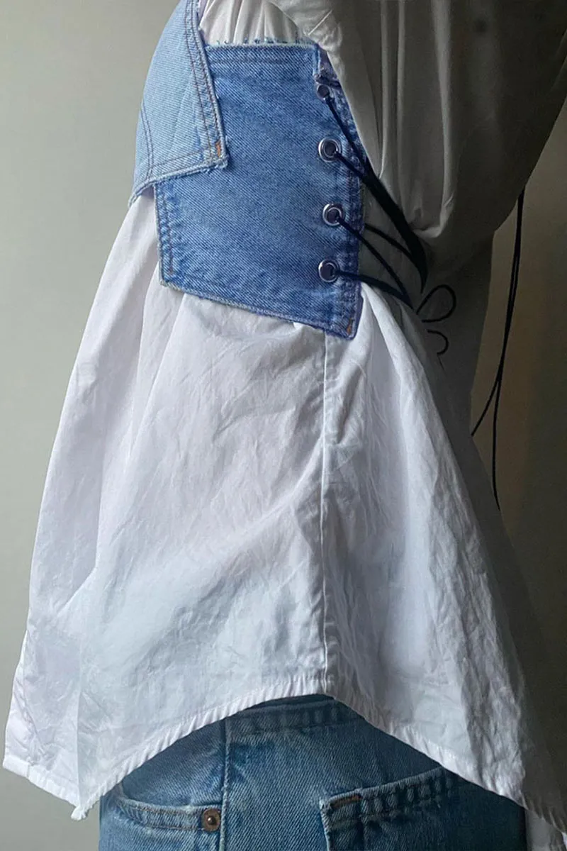TM0556 Denim Halter Cami Top
