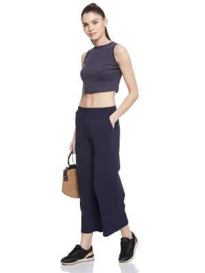 TOP STITCHED JERSEY CULOTTES (NAVY)