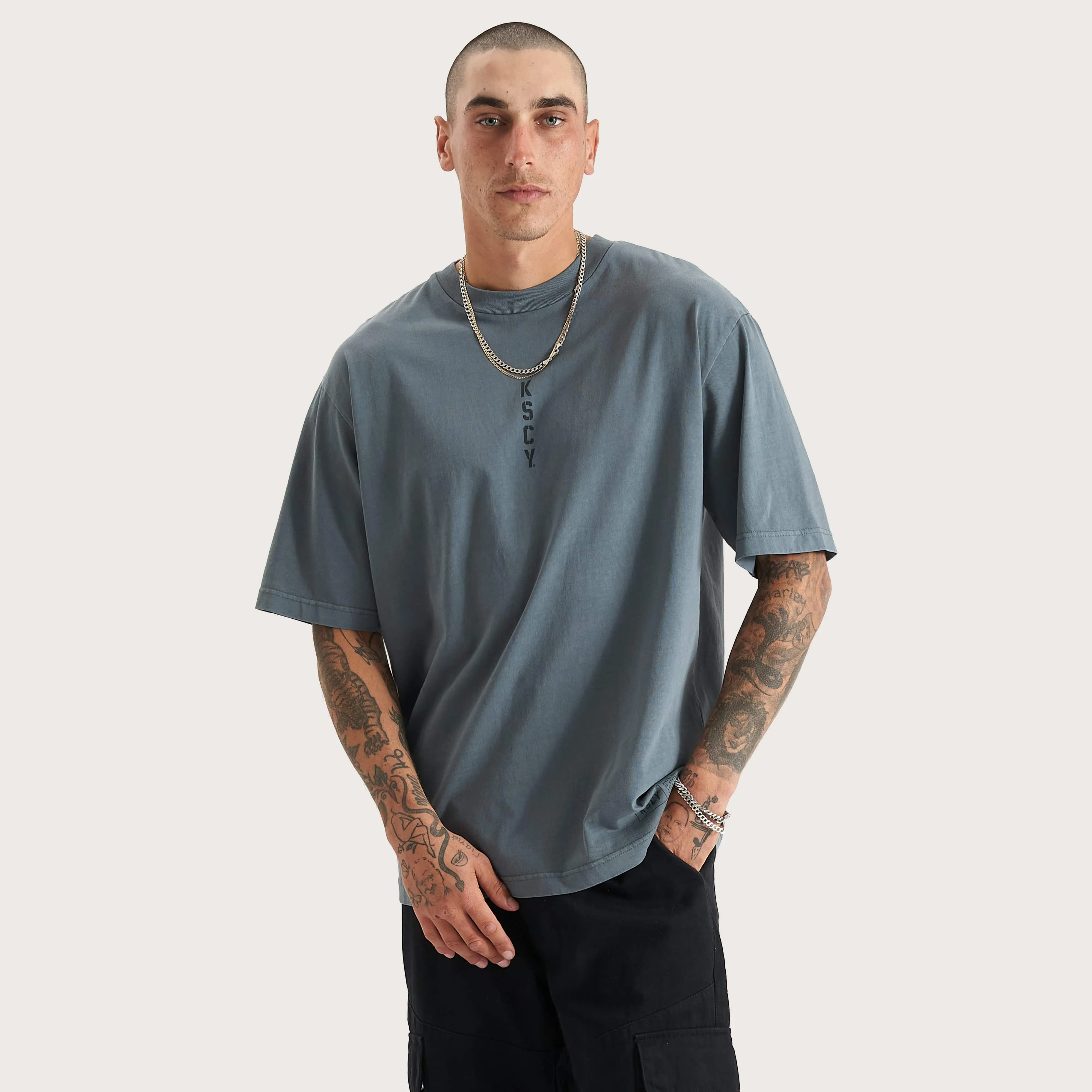 Trojan Heavy Oversized Tee Pigment Stormy Weather