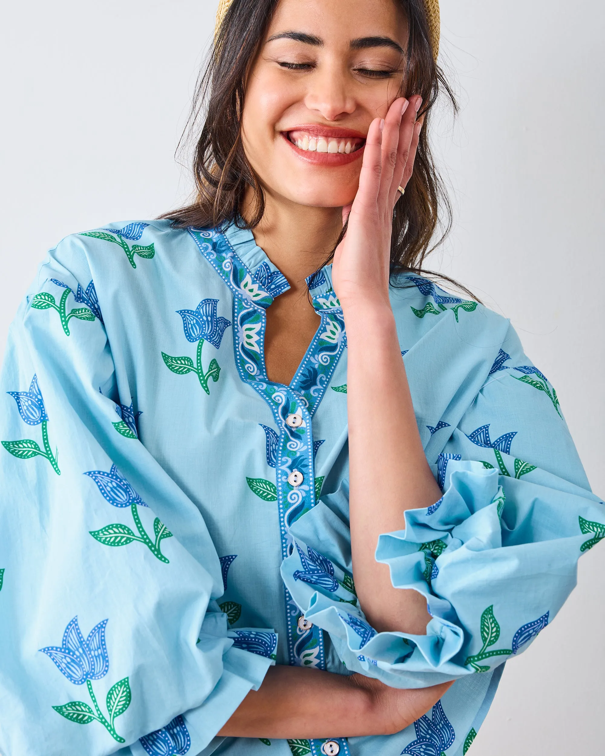 Tulip Bloom - Rosalita Blouse - Oasis Sky