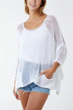 Two Pocket Crochet Blouse