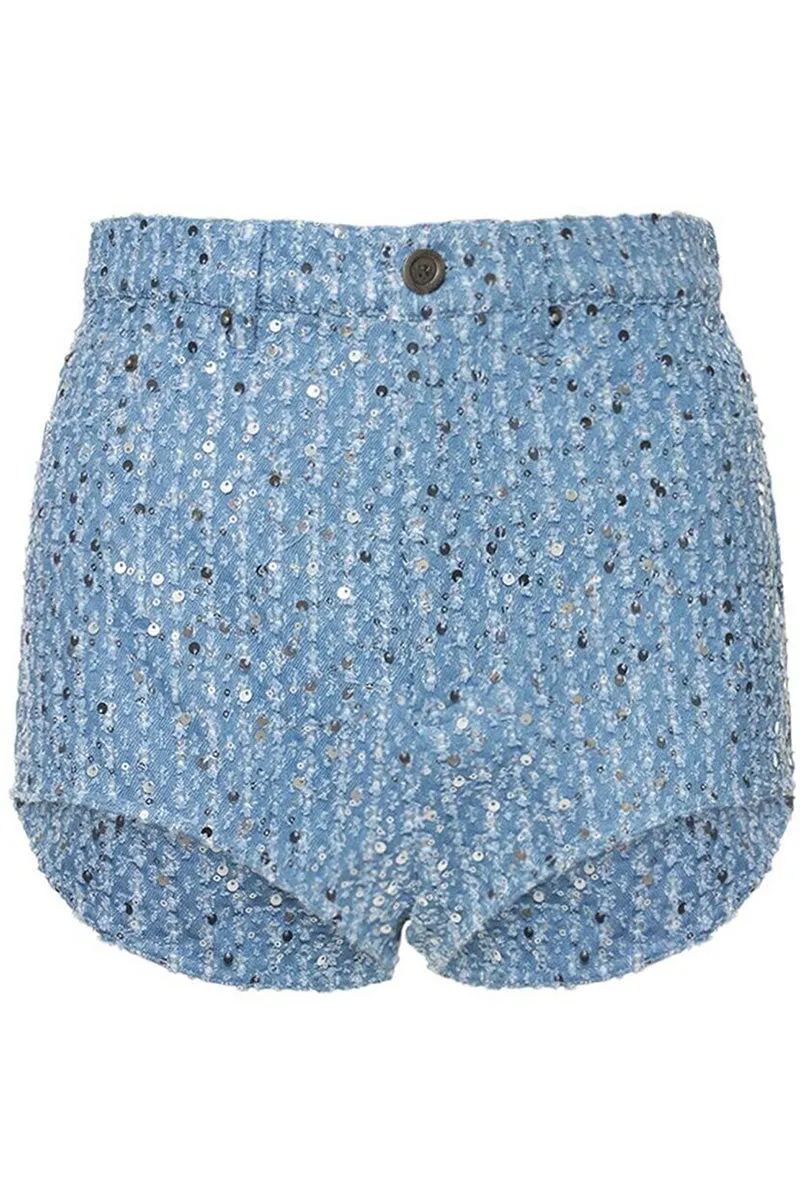 UL0260 Sequins Denim Jacket and Shorts Set