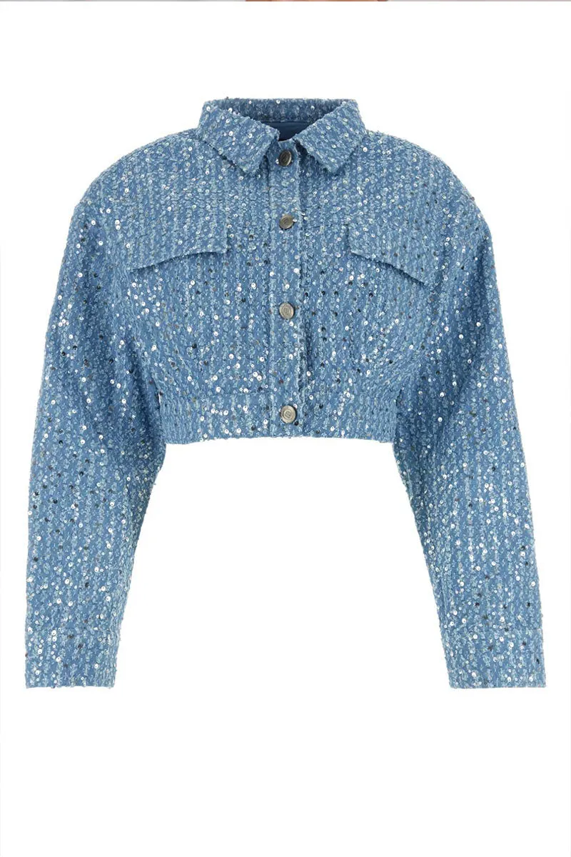 UL0260 Sequins Denim Jacket and Shorts Set