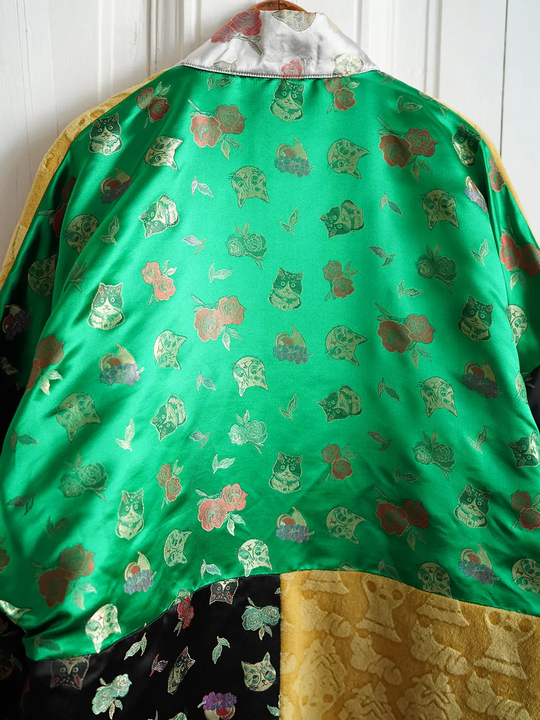 Unlogical Poem Cat Brocade Patchwork Long Kimono
