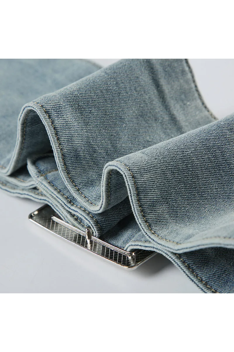 UQ3315 Denim Tube and Skirt Set