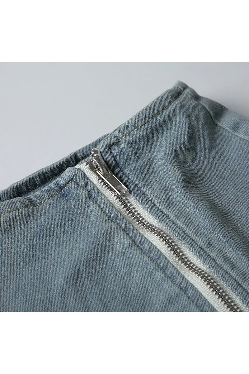 UQ3315 Denim Tube and Skirt Set