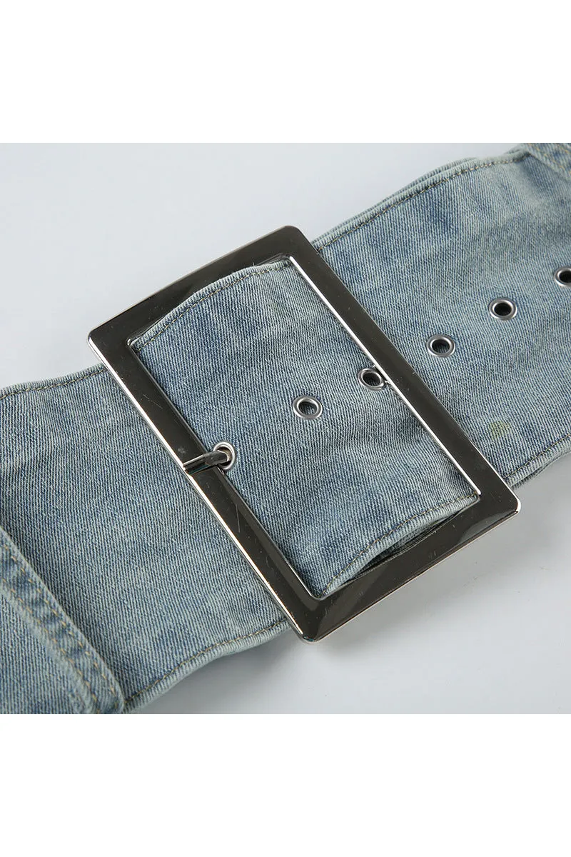 UQ3315 Denim Tube and Skirt Set
