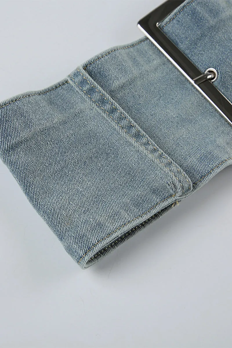 UQ3315 Denim Tube and Skirt Set