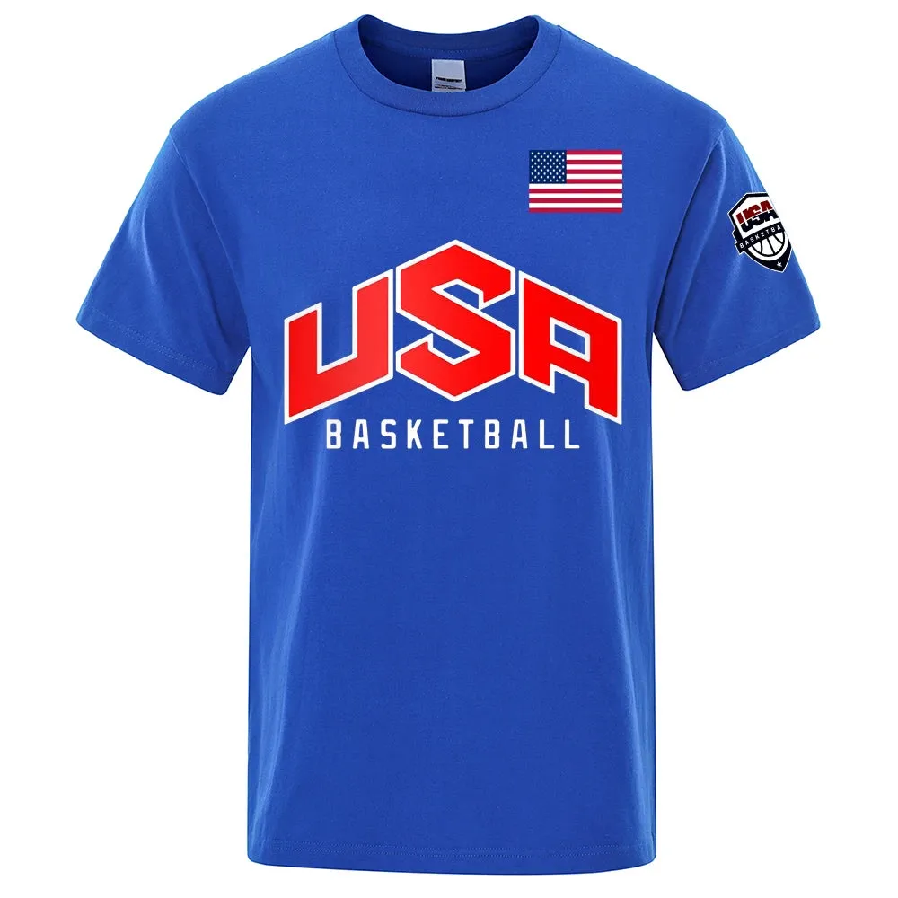USA Basketballer Print Oversized Streetwear Tee