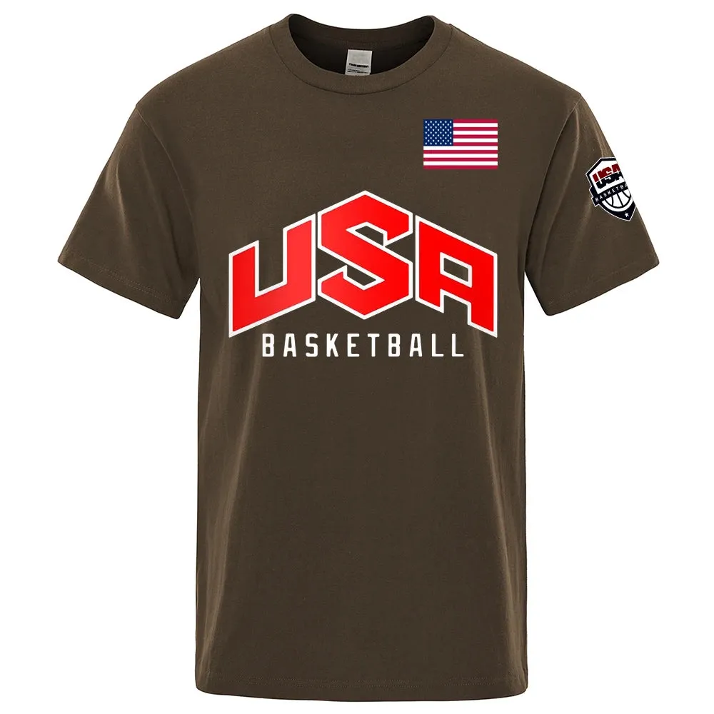 USA Basketballer Print Oversized Streetwear Tee