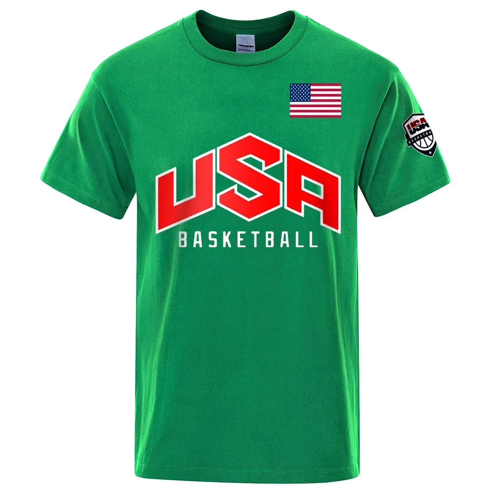 USA Basketballer Print Oversized Streetwear Tee
