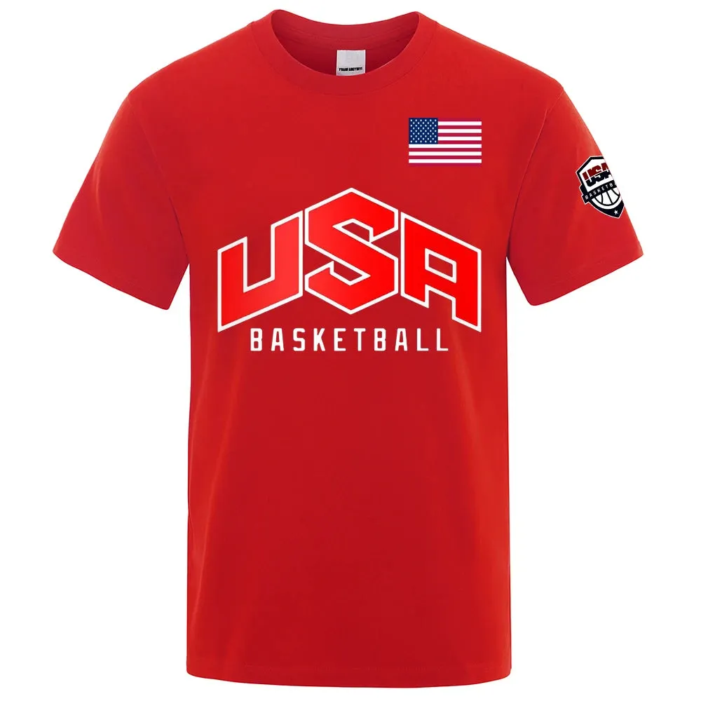 USA Basketballer Print Oversized Streetwear Tee