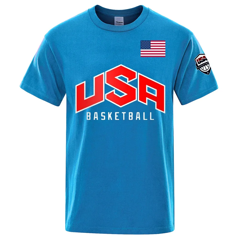 USA Basketballer Print Oversized Streetwear Tee