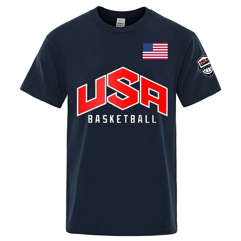 USA Basketballer Print Oversized Streetwear Tee