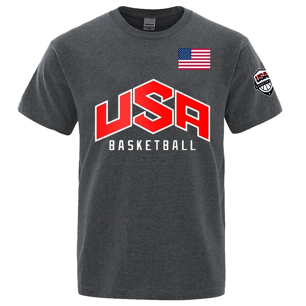 USA Basketballer Print Oversized Streetwear Tee