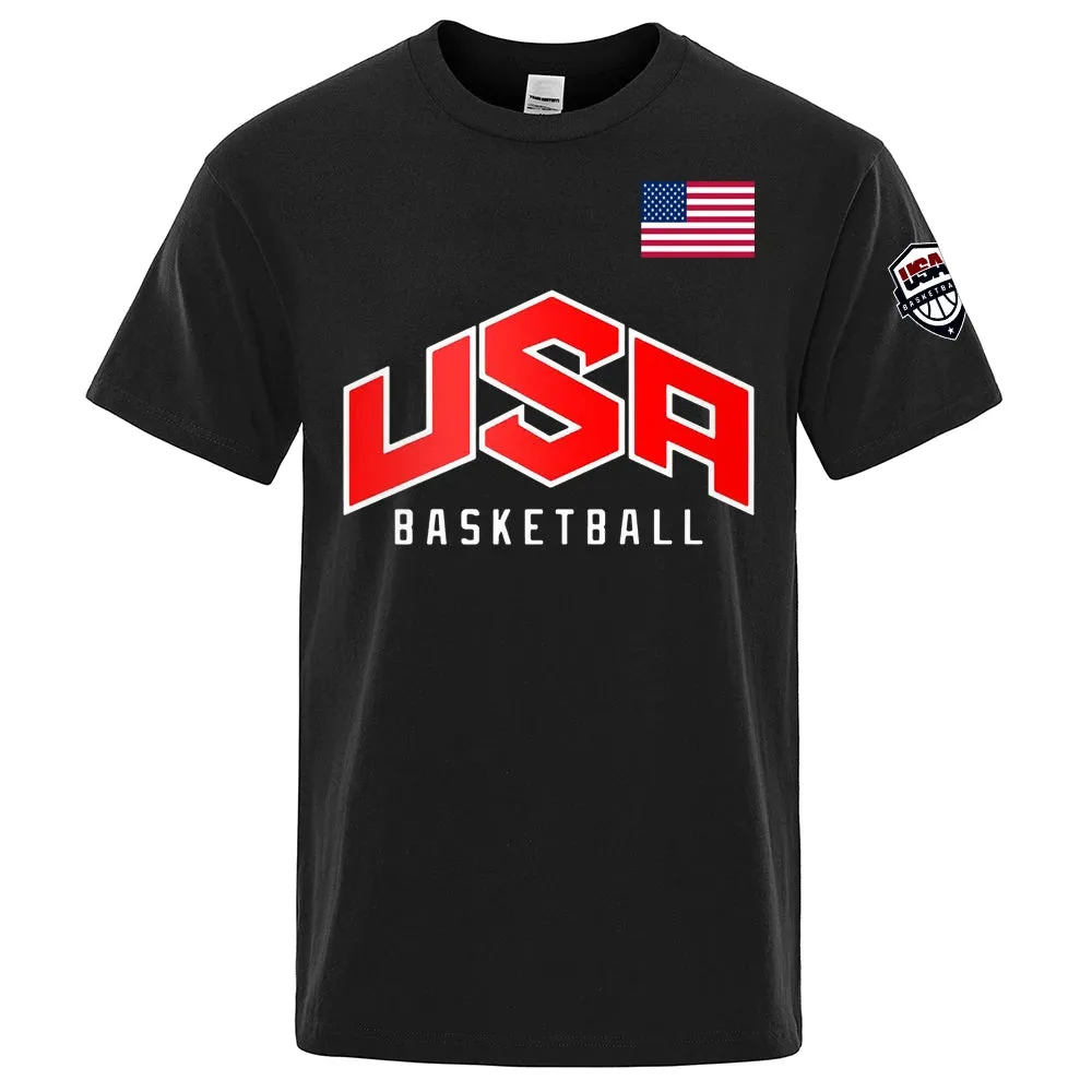 USA Basketballer Print Oversized Streetwear Tee