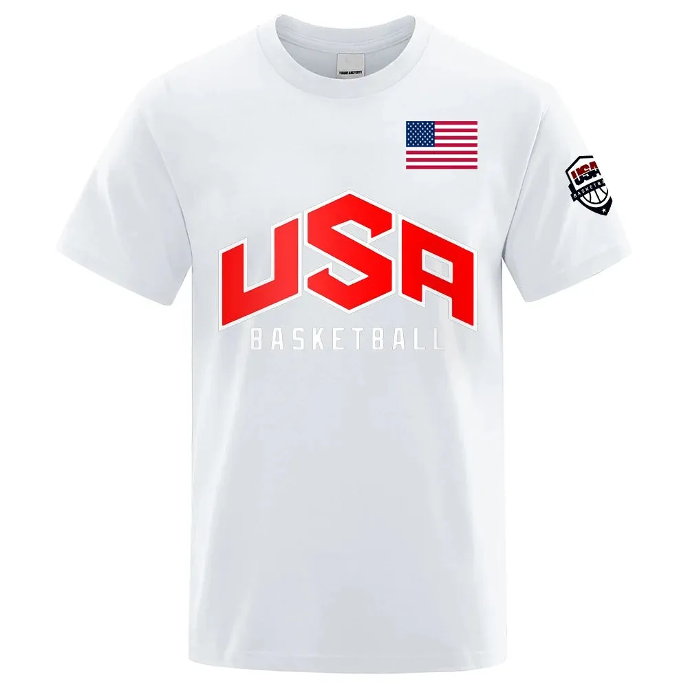 USA Basketballer Print Oversized Streetwear Tee