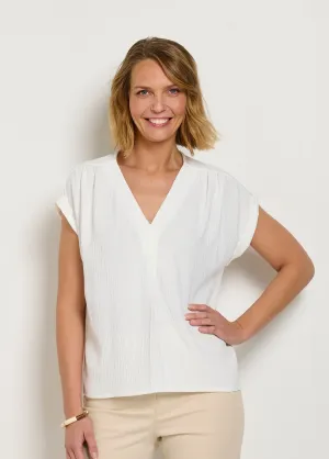 V-neck tunic with kimono sleeves and embossed look