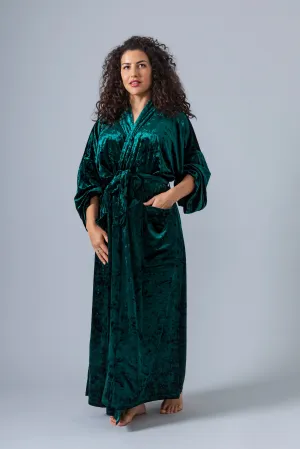 Velvet Kimono Robe - Emerald