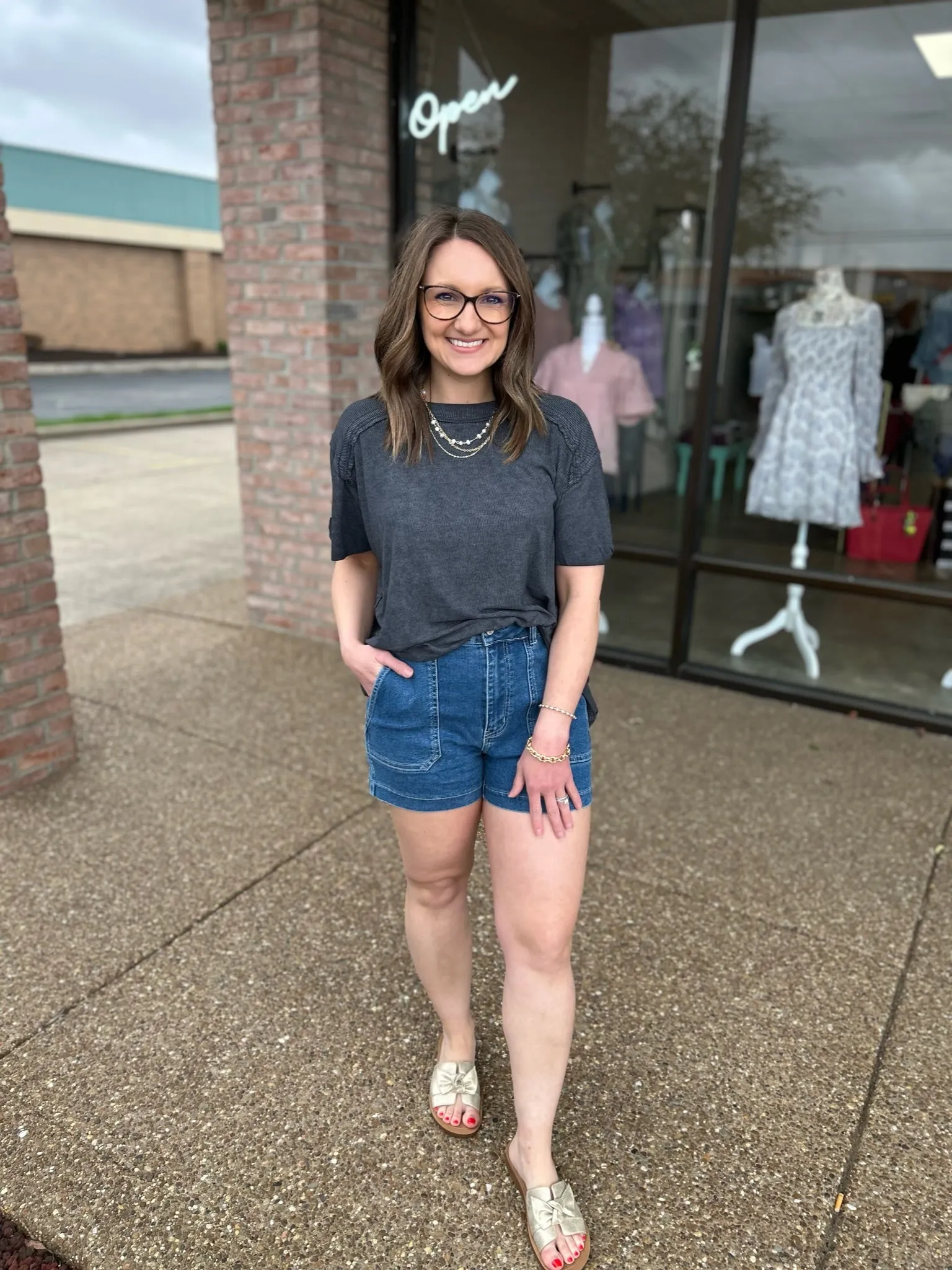 Washed Ribbed Short Sleeve Top
