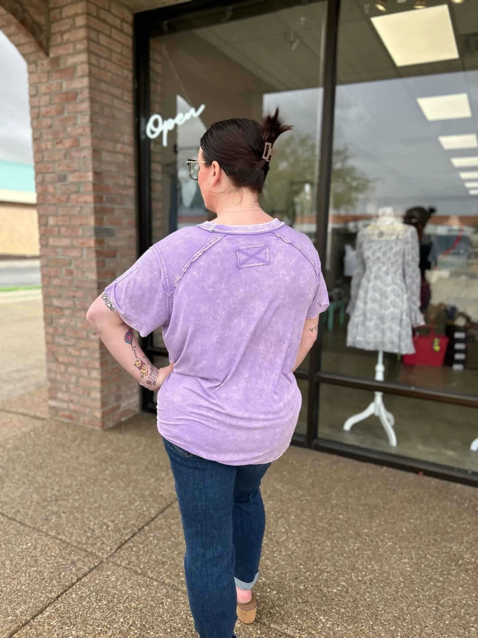 Washed Ribbed Short Sleeve Top