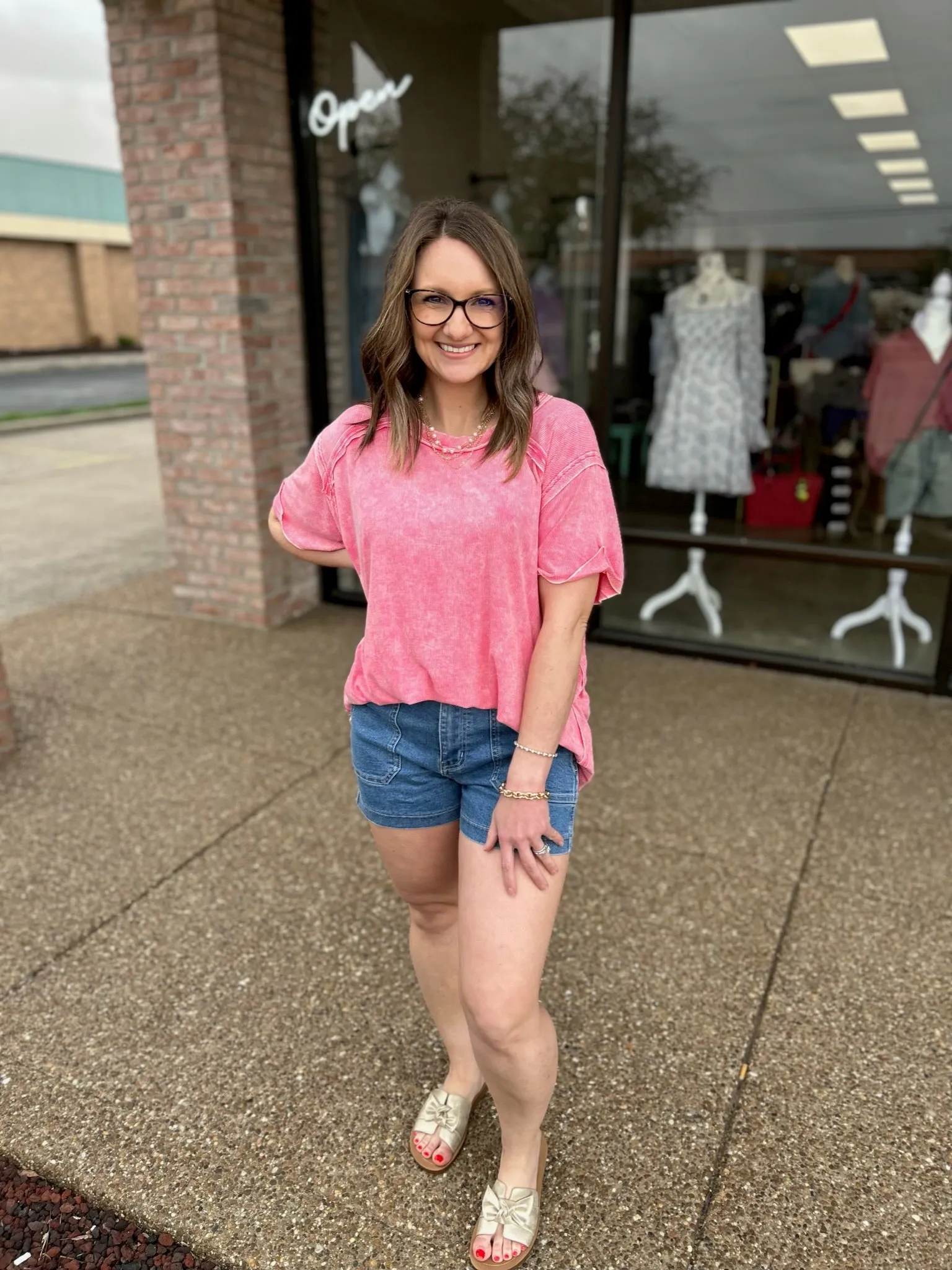 Washed Ribbed Short Sleeve Top