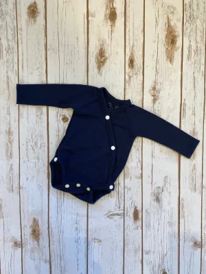 WCC - Kimono Long Sleeve Onesie - Navy (Merino Wool Fleece)
