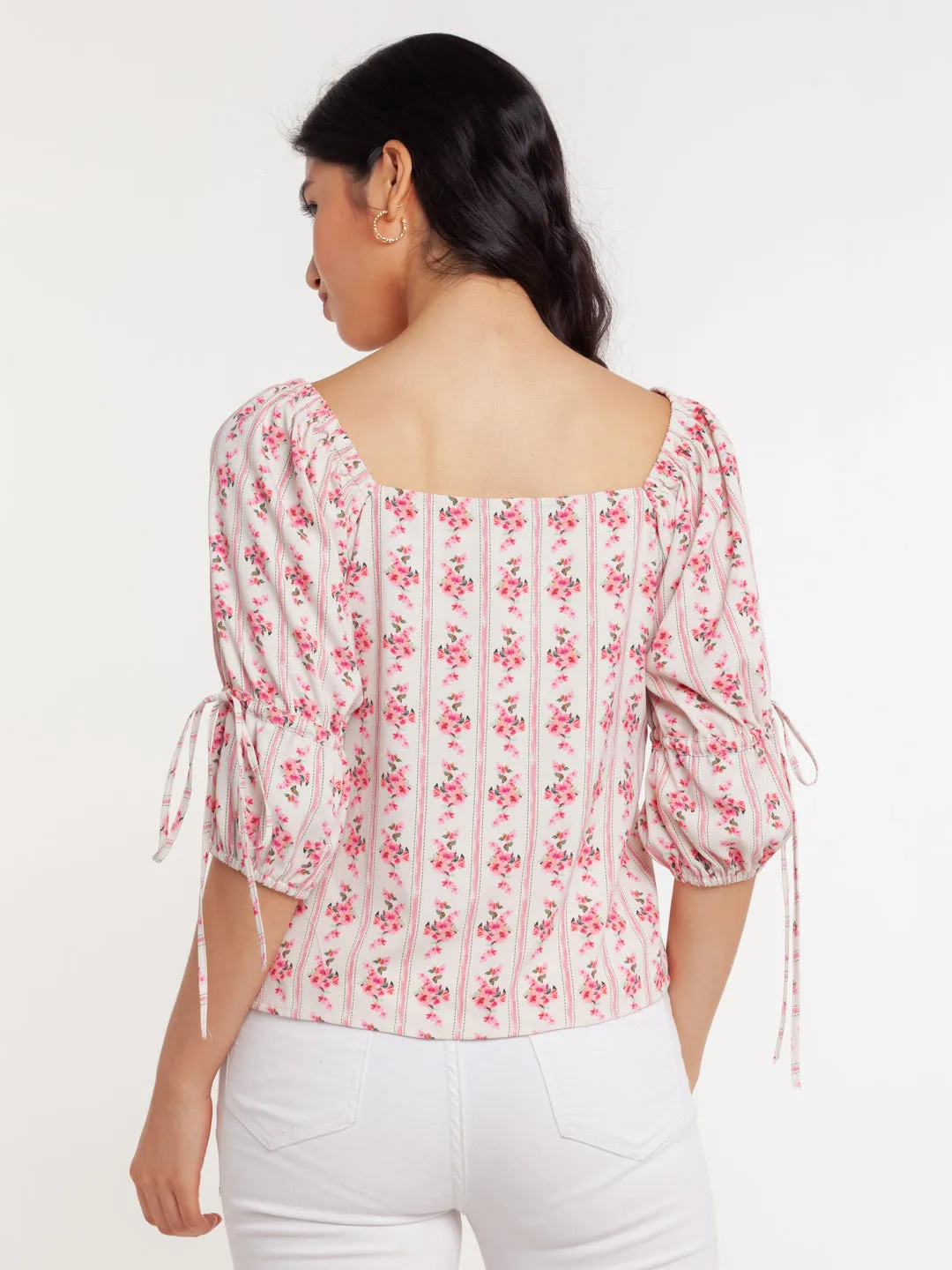 White Printed Top