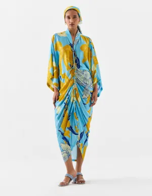 White rose blue kaftan