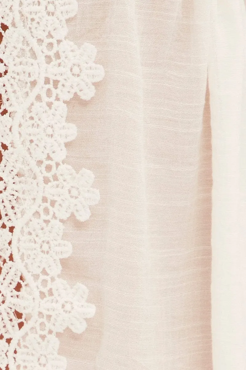 White Tie Front Lace Kimono