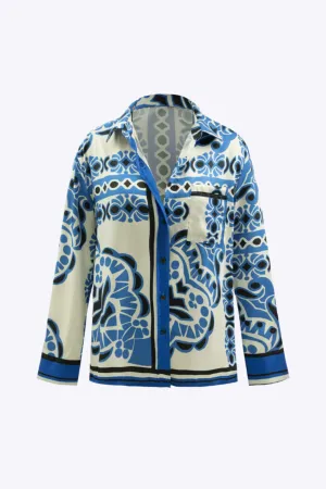 Whitney - Unique Printed Pocket Woman's Long Sleeve Shirt