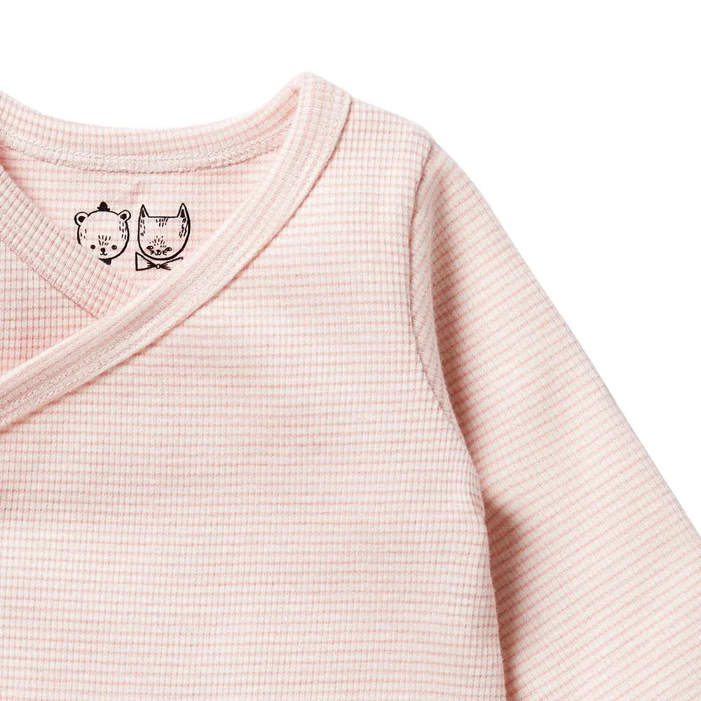 WILSON & FRENCHY STRIPE KIMONO BODYSUIT CANTALOUPE