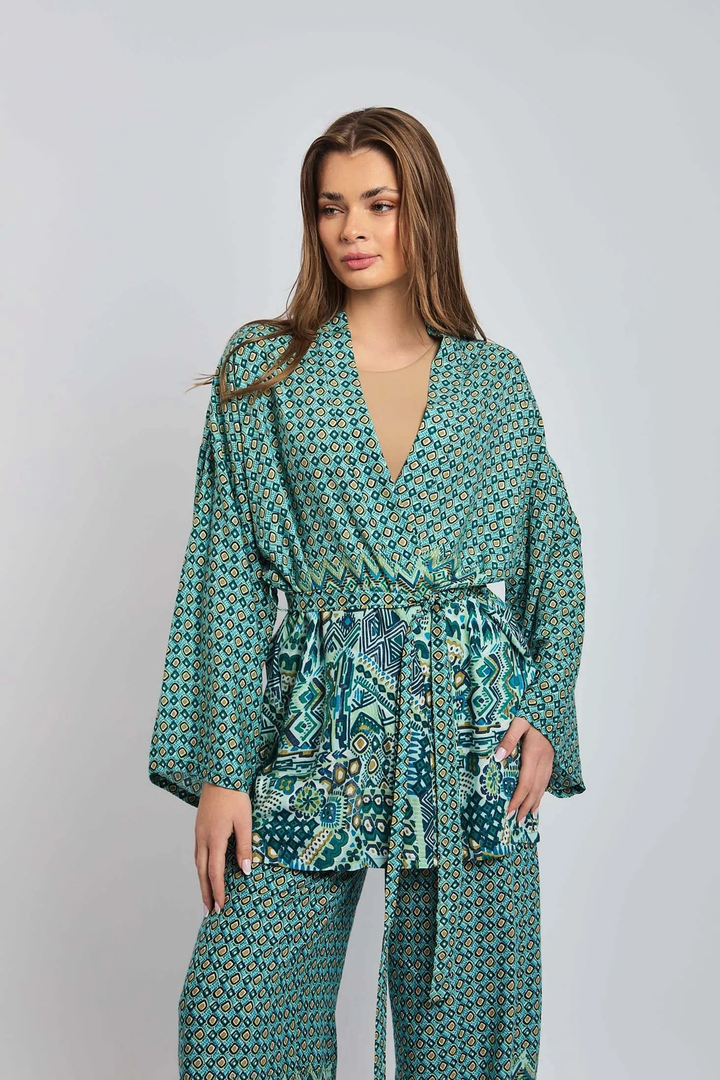 Women Kimono Viscose Long Blue?  Viscose Long Kimono