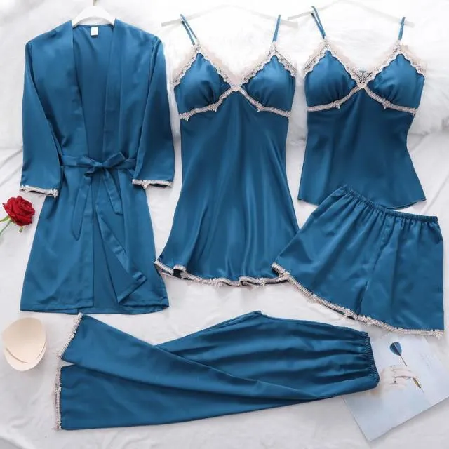 Women Robe Suit Pajamas Nighty & Satin Kimono Bathrobe