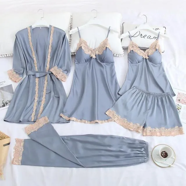 Women Robe Suit Pajamas Nighty & Satin Kimono Bathrobe
