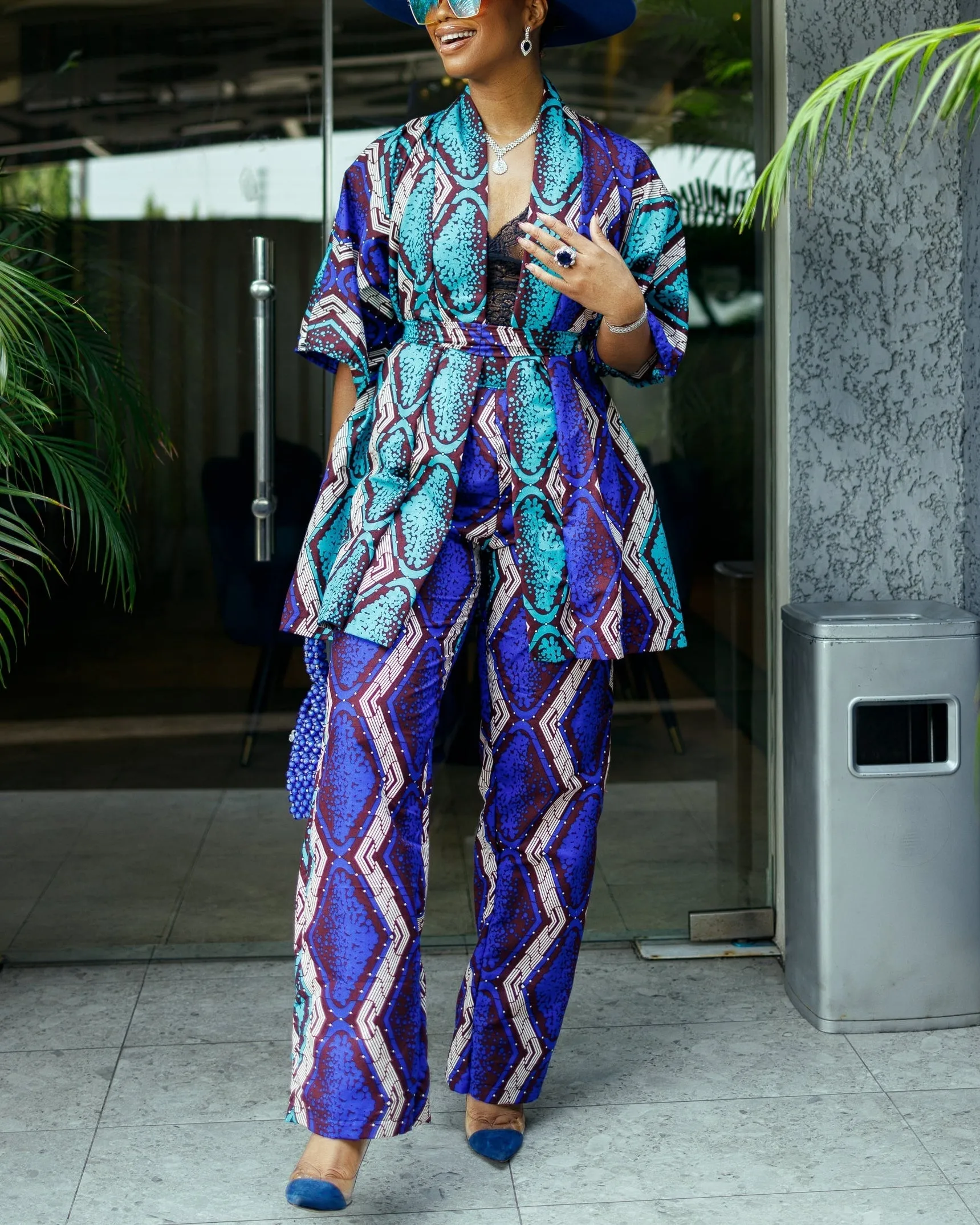 Women's Casual Print Kimono & Pants Two-Piece Set