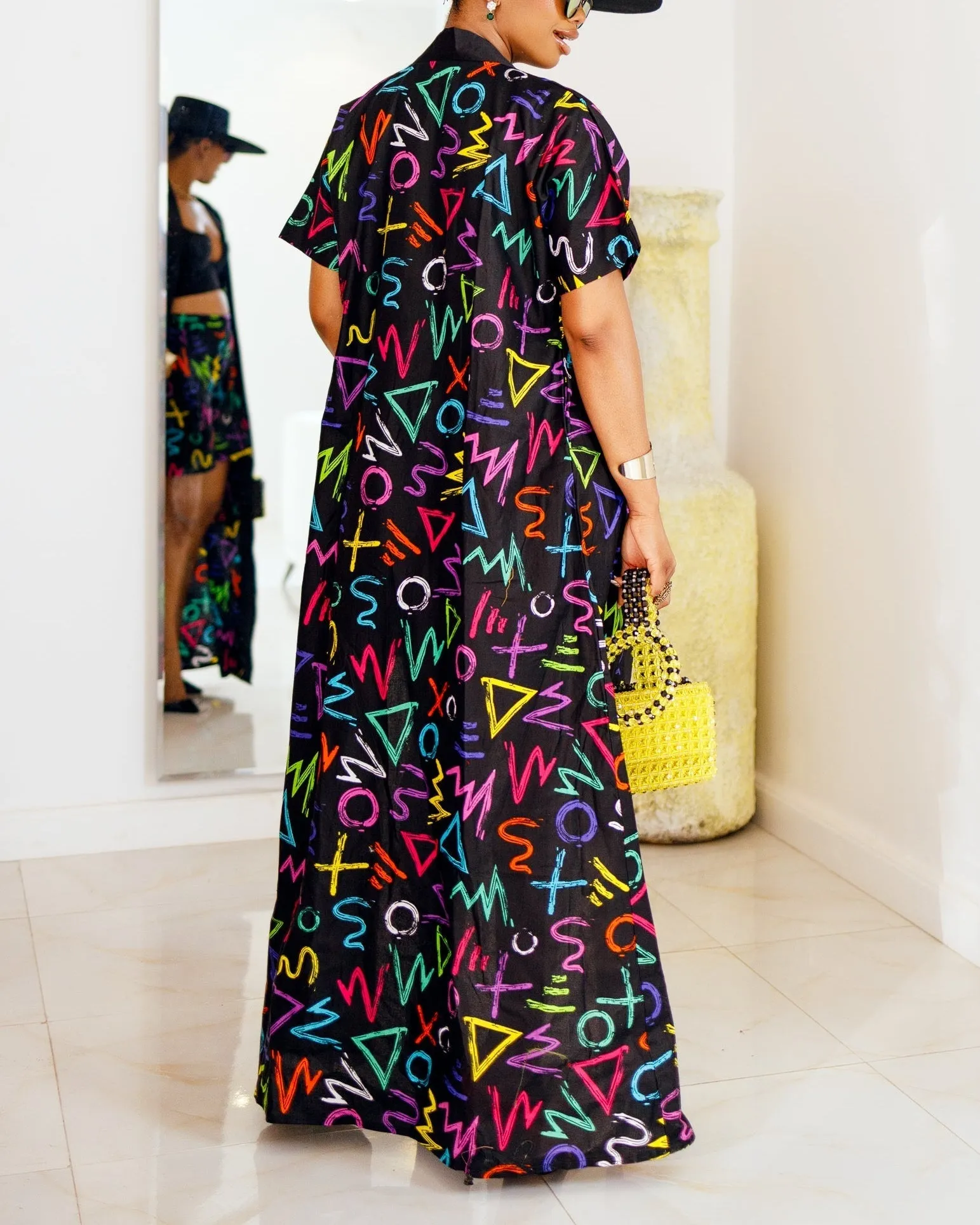 Women's Casual Print Kimono & Shorts Two-Piece Set
