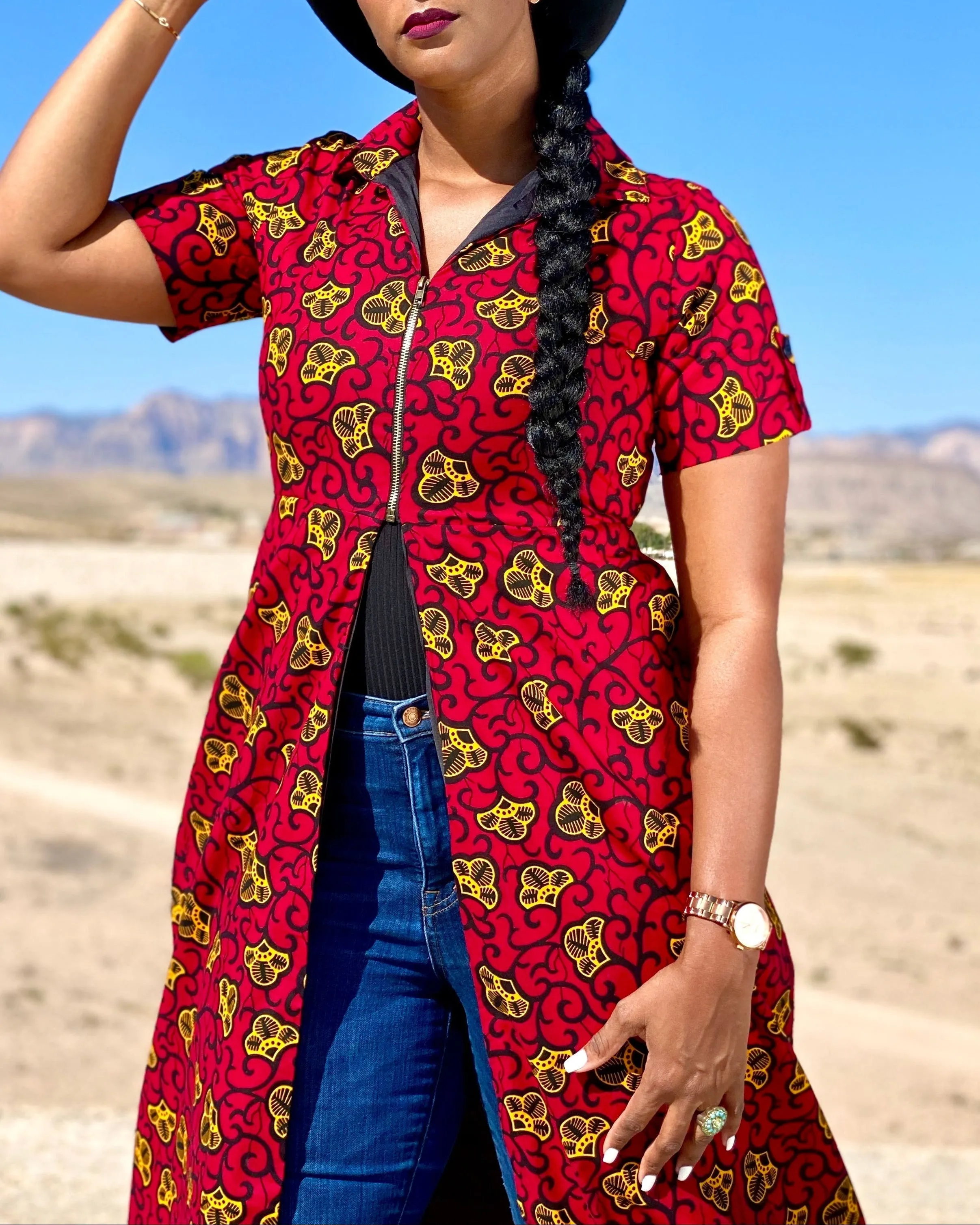 Women's Casual Print Zipper Kimono/Jacket