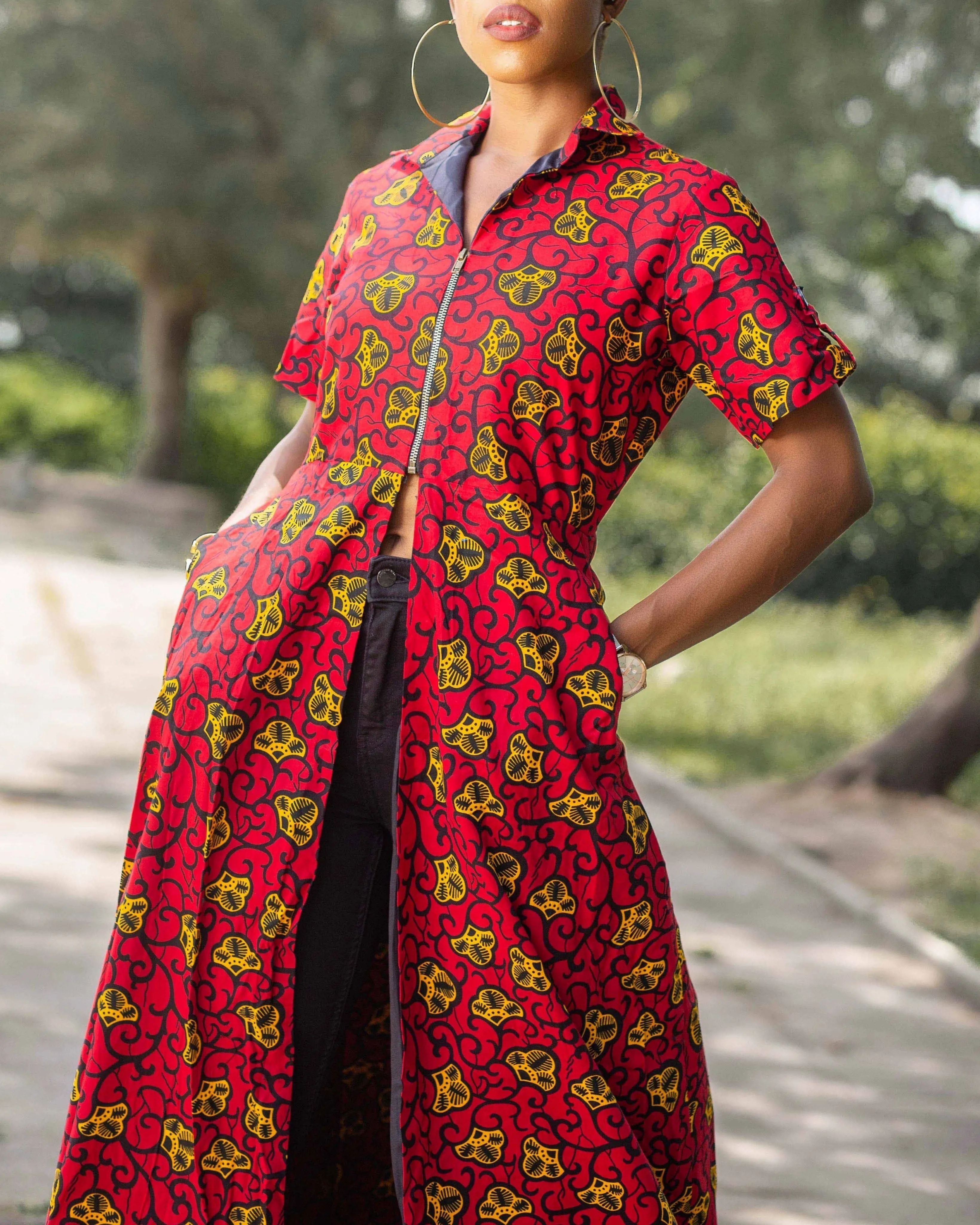 Women's Casual Print Zipper Kimono/Jacket