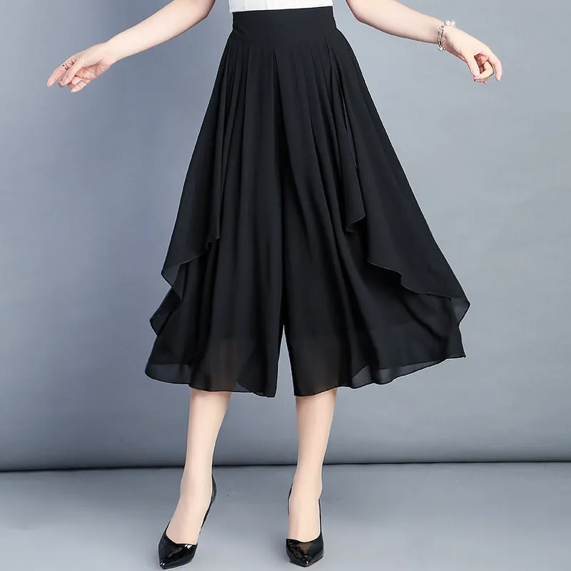 Women’s High Waist Cropped Chiffon Culottes