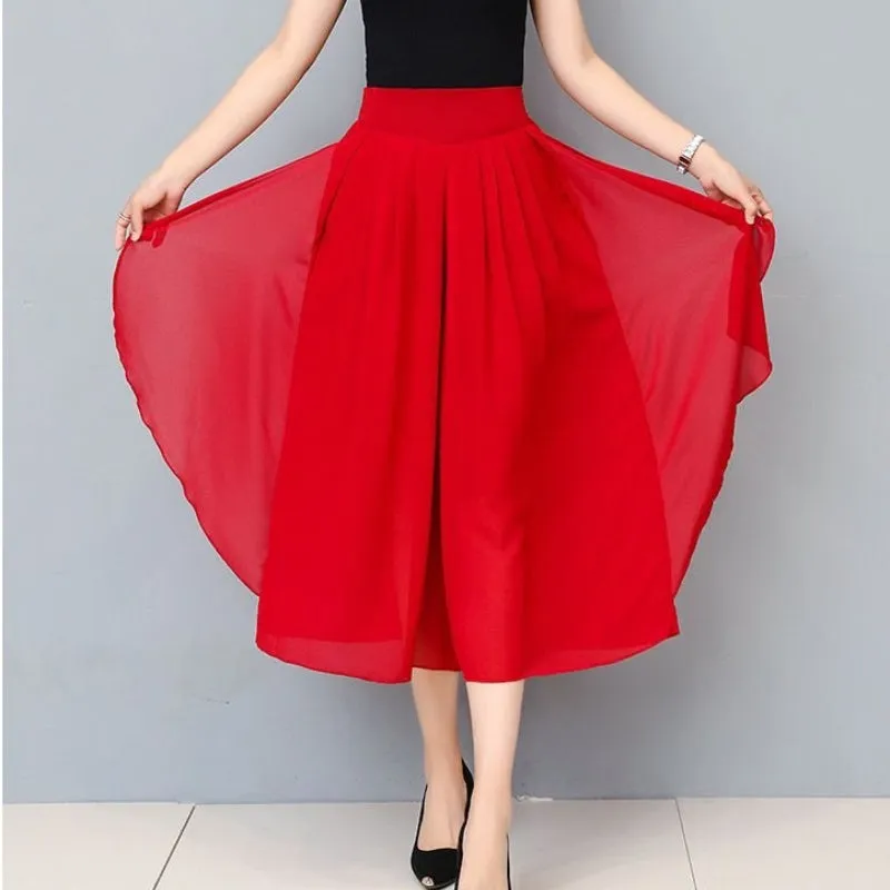 Women’s High Waist Cropped Chiffon Culottes