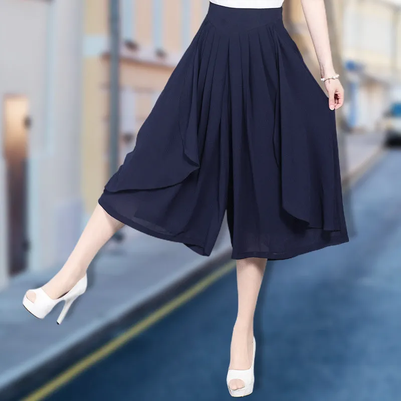 Women’s High Waist Cropped Chiffon Culottes