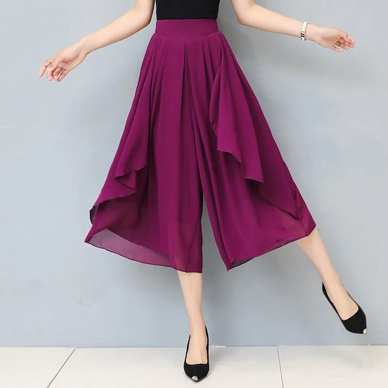 Women’s High Waist Cropped Chiffon Culottes