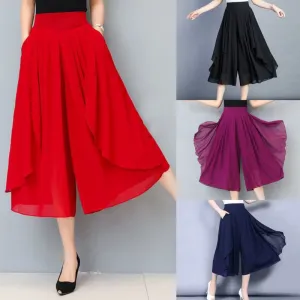 Women’s High Waist Cropped Chiffon Culottes