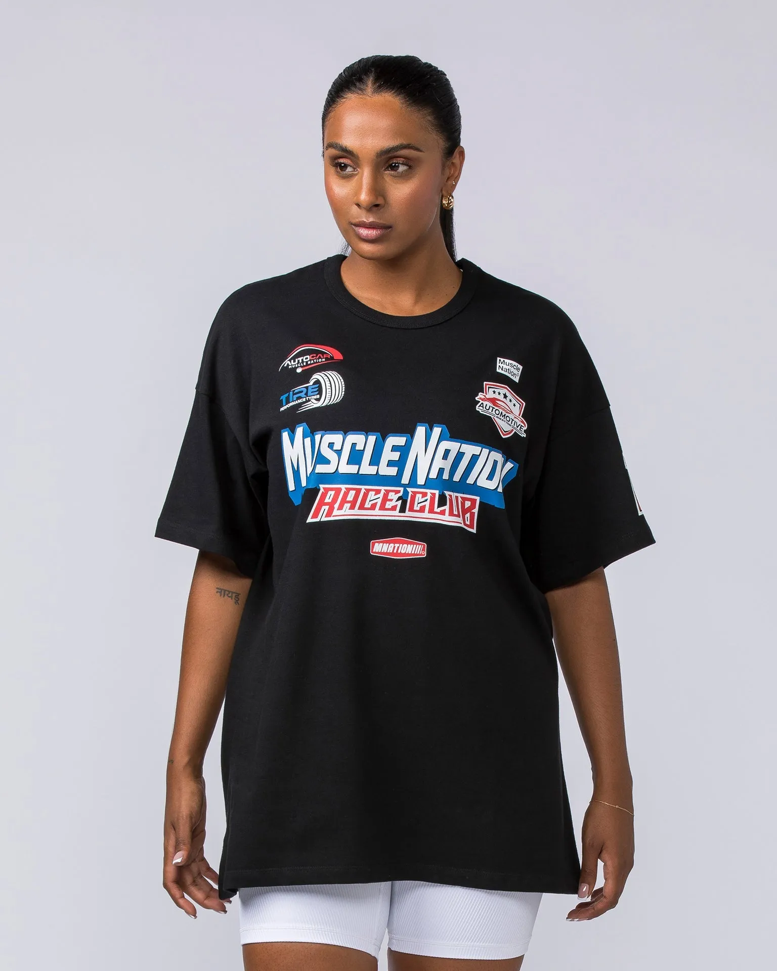 Womens Moto Oversized Heavy Tee - Black
