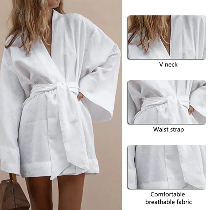 Women's V-Neck Kimono Cardigan Mini Dress